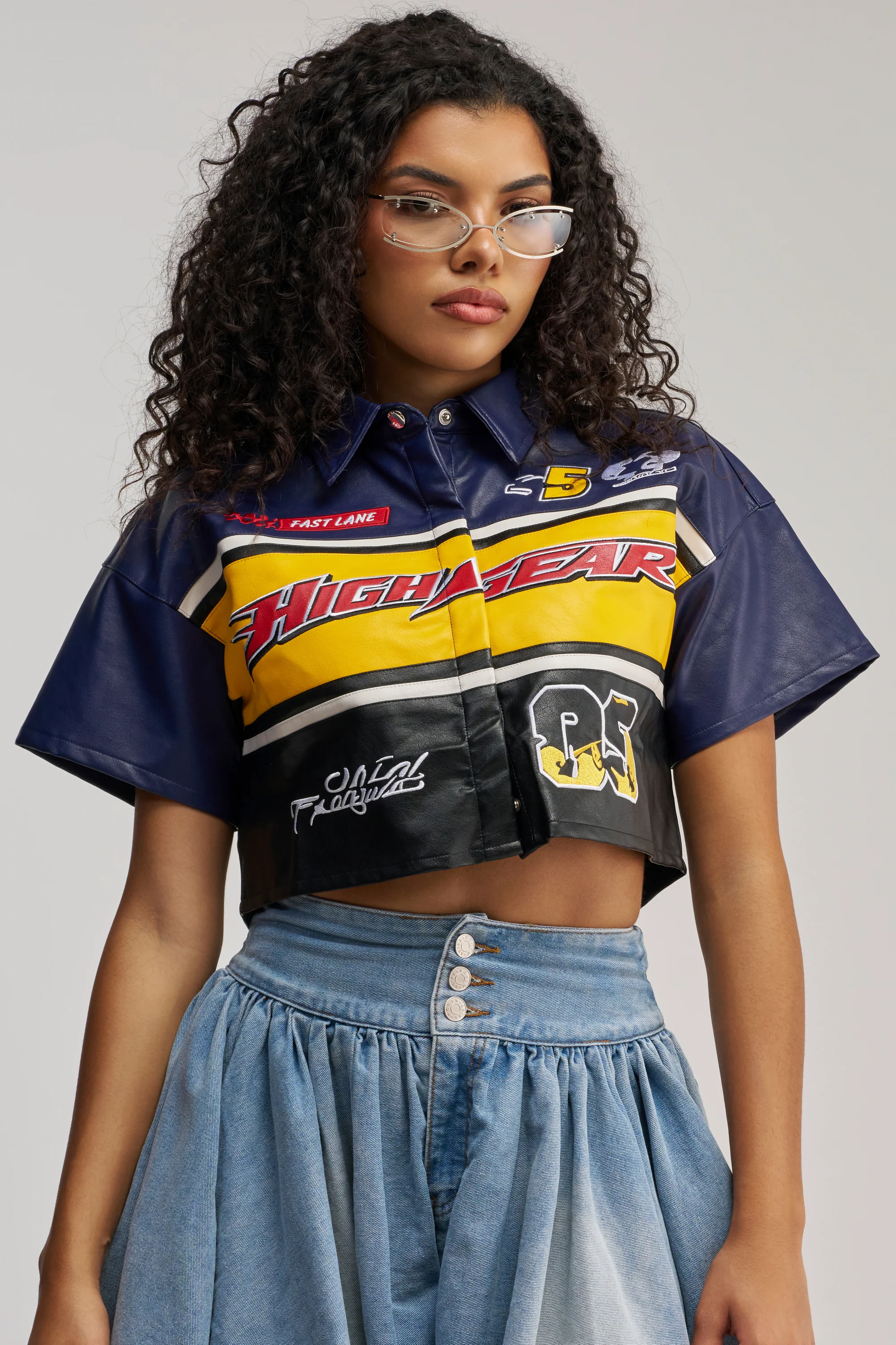 HIGH GEAR FAUX LEATHER SHORT SLEEVE BUTTON DOWN - Akira Wear