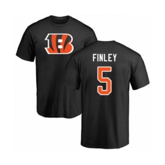 Football Cincinnati Bengals #5 Ryan Finley Black Name & Number Logo T-Shirt - Jersey