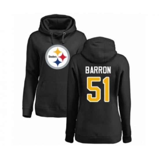 Women's Pittsburgh Steelers #51 Mark Barron Black Name & Number Logo Pullover Hoodie - Jersey