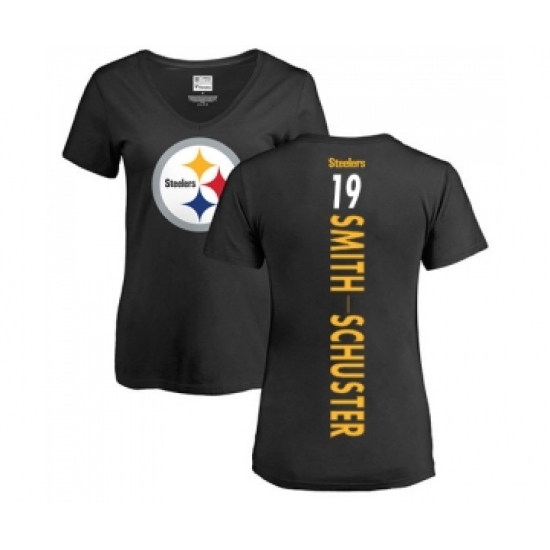 Football Women's Pittsburgh Steelers #19 JuJu Smith-Schuster Black Backer Slim Fit T-Shirt - Jersey