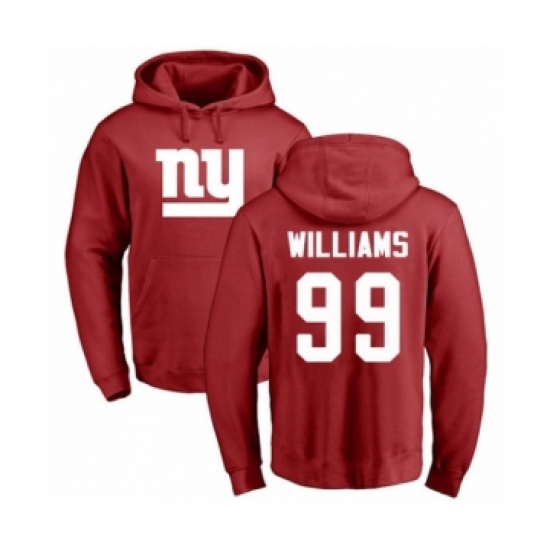 Football New York Giants #99 Leonard Williams Red Name & Number Logo Pullover Hoodie - Jersey