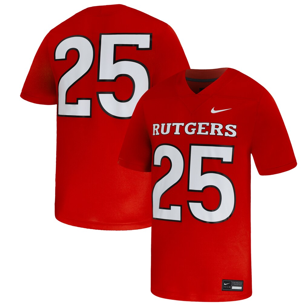 Men's Nike #25 Scarlet Rutgers Scarlet Knights Untouchable Replica Game Jersey - Jersey