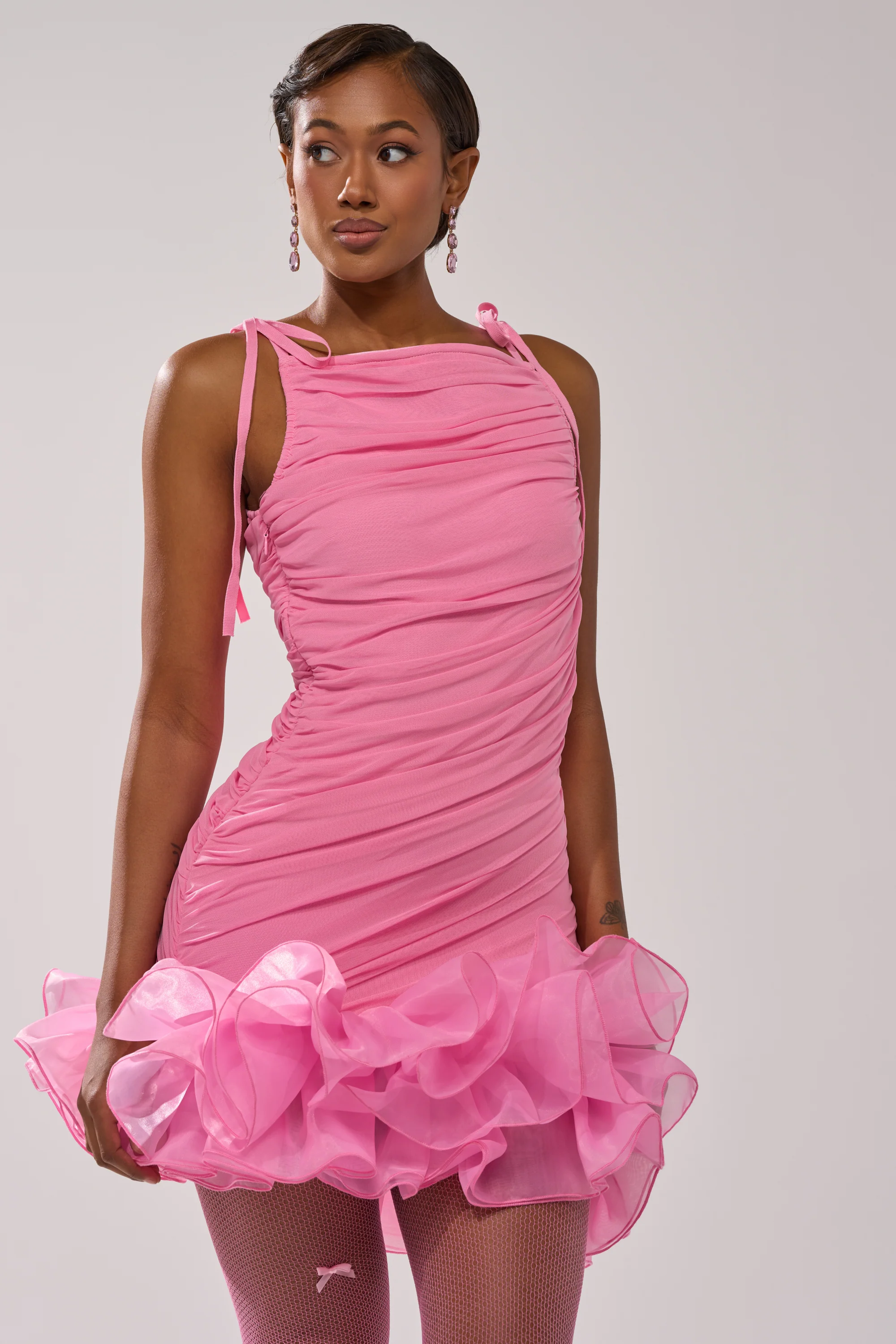 PRINCESS PEPLUM MINI DRESS IN PINK - Akira Wear