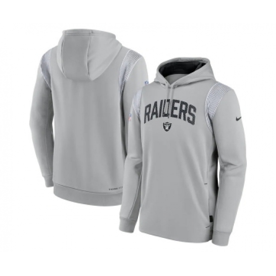 Mens Las Vegas Raiders Gray Sideline Stack Performance Pullover Hoodie - Jersey