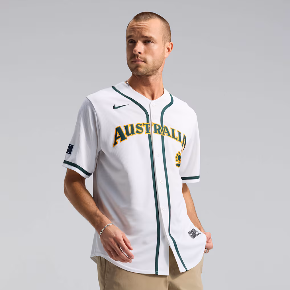 Men's Australia Baseball Nike White 2026 World Baseball Classic Home Stadium Jersey - Jersey