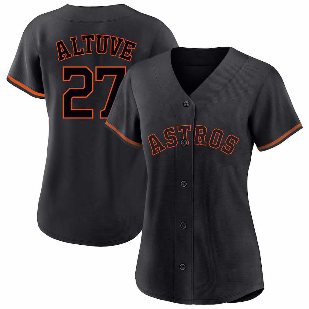 Women's Houston Astros Jose Altuve Profile Black Plus Size Player Name & Number Fashion Jersey - Jersey