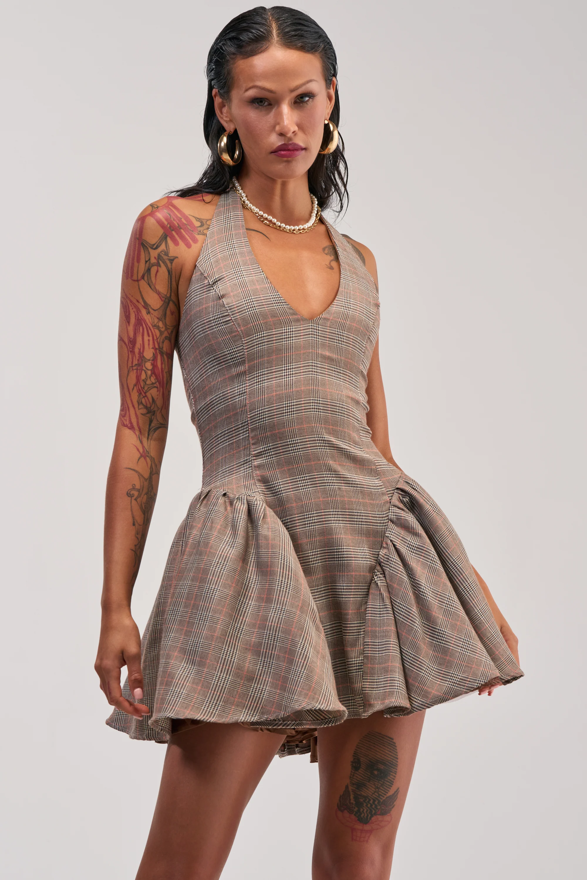 STYLE AND GRACE MINI DRESS IN PLAID - Akira Wear