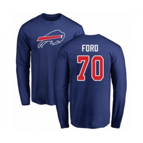 Football Buffalo Bills #70 Cody Ford Royal Blue Name & Number Logo Long Sleeve T-Shirt - Jersey