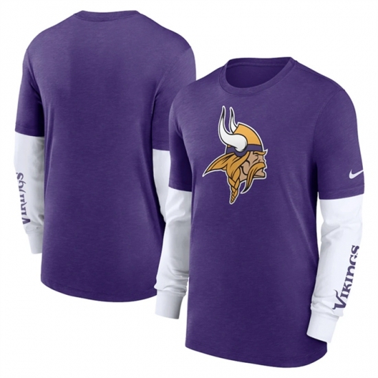 Men's Minnesota Vikings Heather Purple Slub Fashion Long Sleeve T Shirt - Jersey