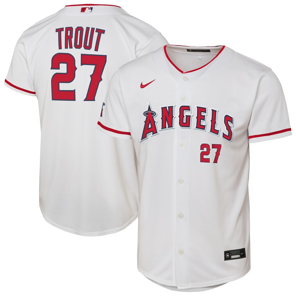 Youth Los Angeles Angels Mike Trout Nike White Home Stadium Player Jersey - Jersey