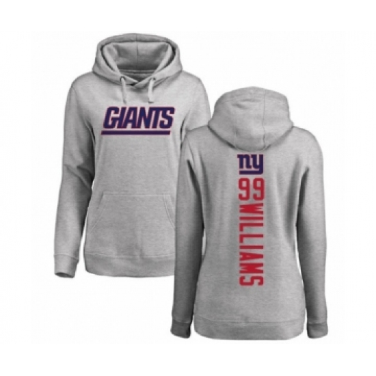Football Women's New York Giants #99 Leonard Williams Ash Backer Pullover Hoodie - Jersey