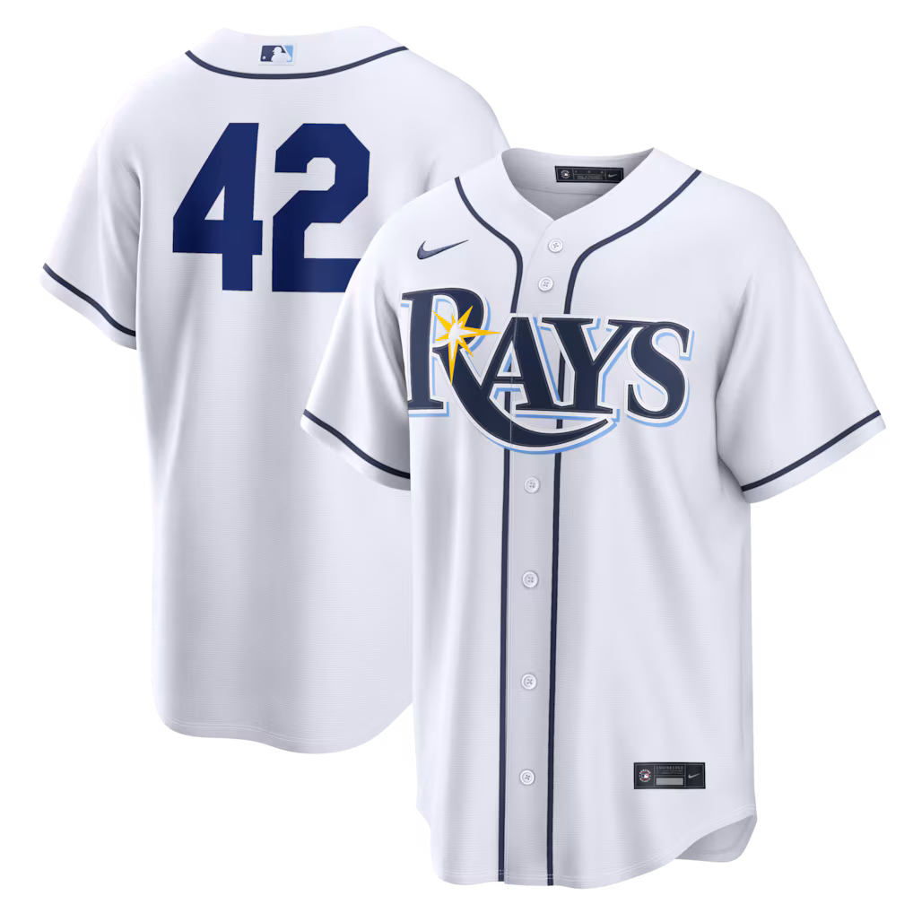 Men's Tampa Bay Rays Nike White Home 2026 Jackie Robinson Day Replica Jersey - Jersey