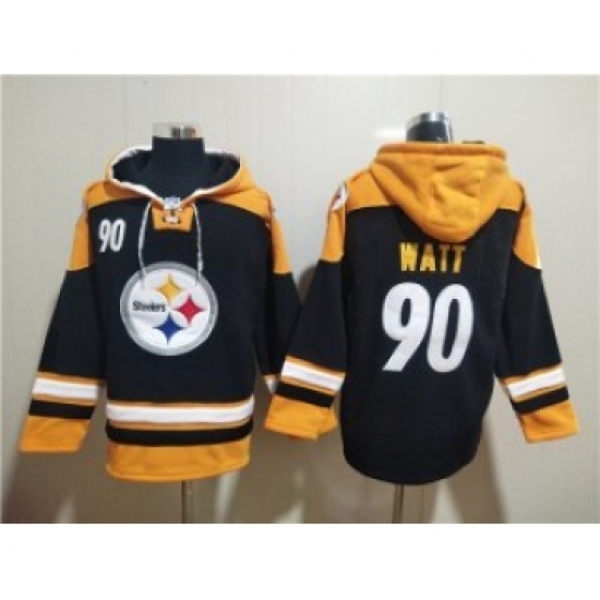 Men's Pittsburgh Steelers #90 T.J. Watt Black Ageless Must-Have Lace-Up Pullover Hoodie - Jersey