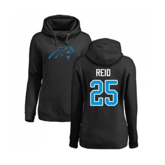 Football Women's Carolina Panthers #25 Eric Reid Black Name & Number Logo Pullover Hoodie - Jersey