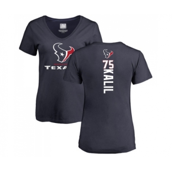 Football Women's Houston Texans #75 Matt Kalil Navy Blue Backer T-Shirt - Jersey