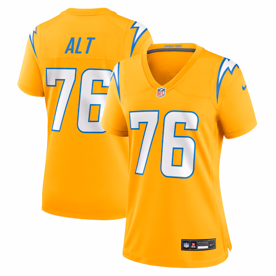 Women's Los Angeles Chargers Joe Alt Nike Gold Alternate Charger Power Game Jersey - Jersey