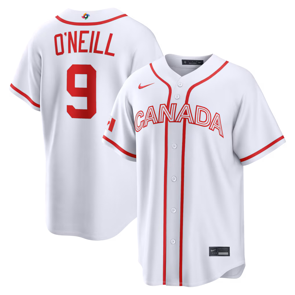 Men's Canada Baseball Tyler O'Neill Nike White 2026 World Baseball Classic Home Stadium Jersey - Jersey