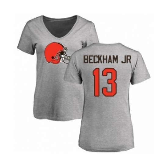 NFL Women's Nike Cleveland Browns #13 Odell Beckham Jr. Ash Name & Number Logo T-Shirt - Jersey
