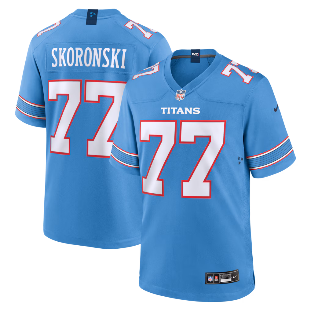 Men's Tennessee Titans Peter Skoronski Nike Light Blue Game Jersey - Jersey