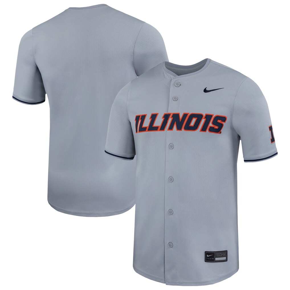 Men's Nike Gray Illinois Fighting Illini Limited Baseball Jersey - Jersey