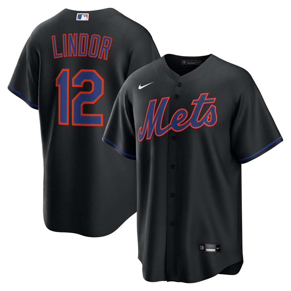 Men's  New York Mets Francisco Lindor Nike Black Alternate Replica Jersey - Jersey