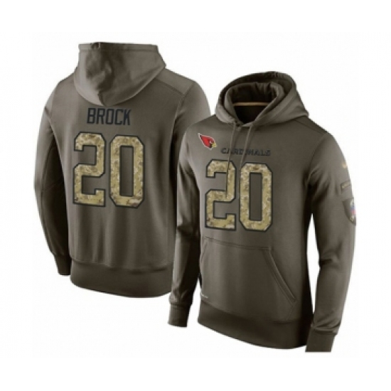 Football Arizona Cardinals #20 Tramaine Brock Green Salute To Service Men's Pullover Hoodie - Jersey