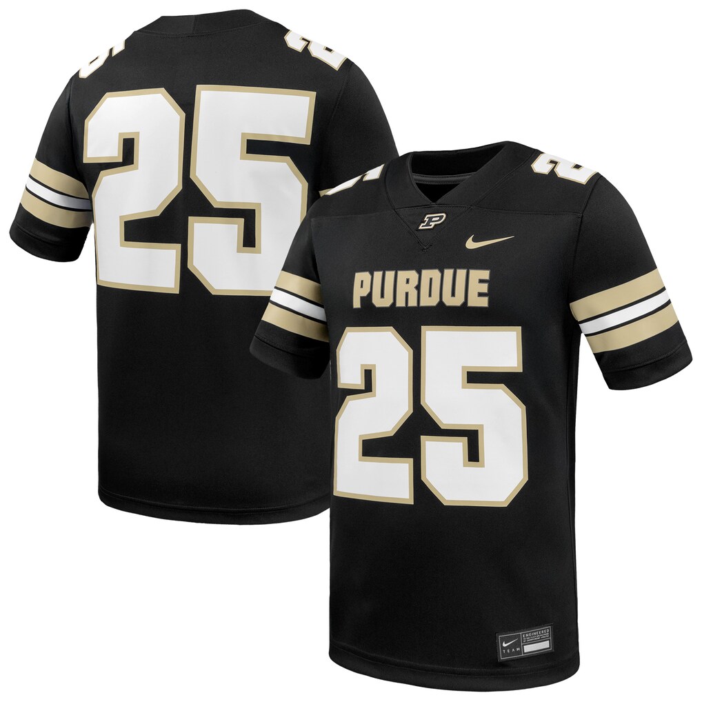 Men's Nike #25 Black Purdue Boilermakers Game Football Jersey - Jersey