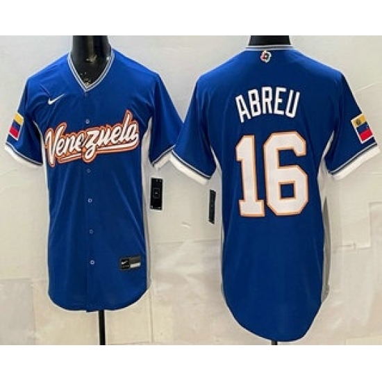 Men's Venezuela #16 Wilyer Abreu Blue 2026 World Baseball Classic Cool Base Jersey - Jersey