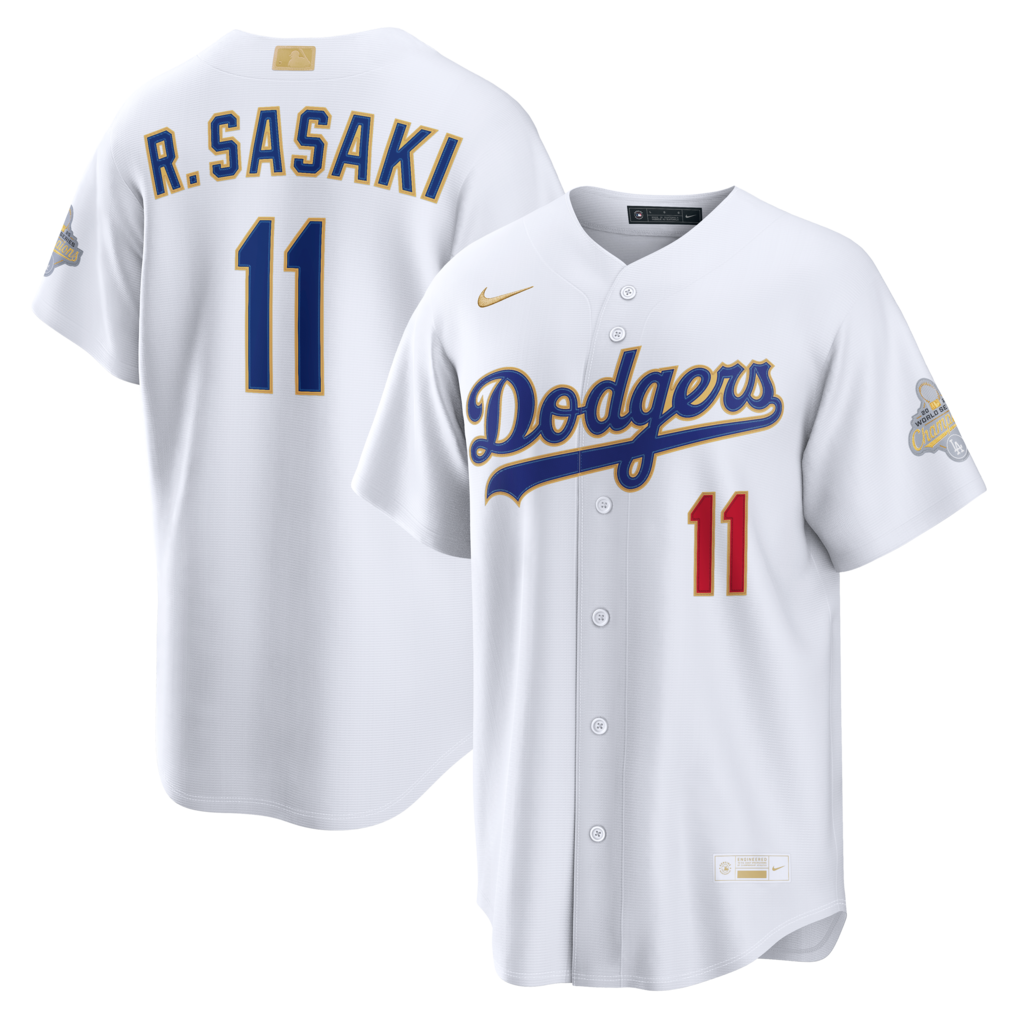 Men's Los Angeles Dodgers Roki Sasaki Nike White 2026 Gold Collection Stadium Jersey - Jersey