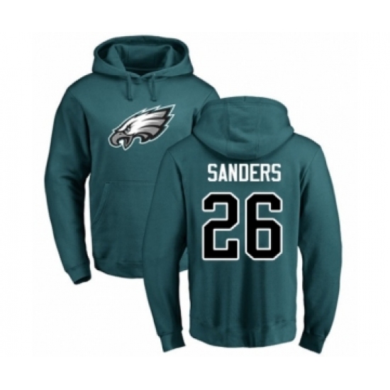Philadelphia Eagles #26 Miles Sanders Green Name & Number Logo Pullover Hoodie - Jersey