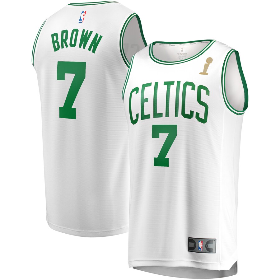 Men's Boston Celtics Jaylen Brown Fanatics White 2024 NBA Finals Champions Fast Break Replica Player Jersey - Association Edition - Jersey