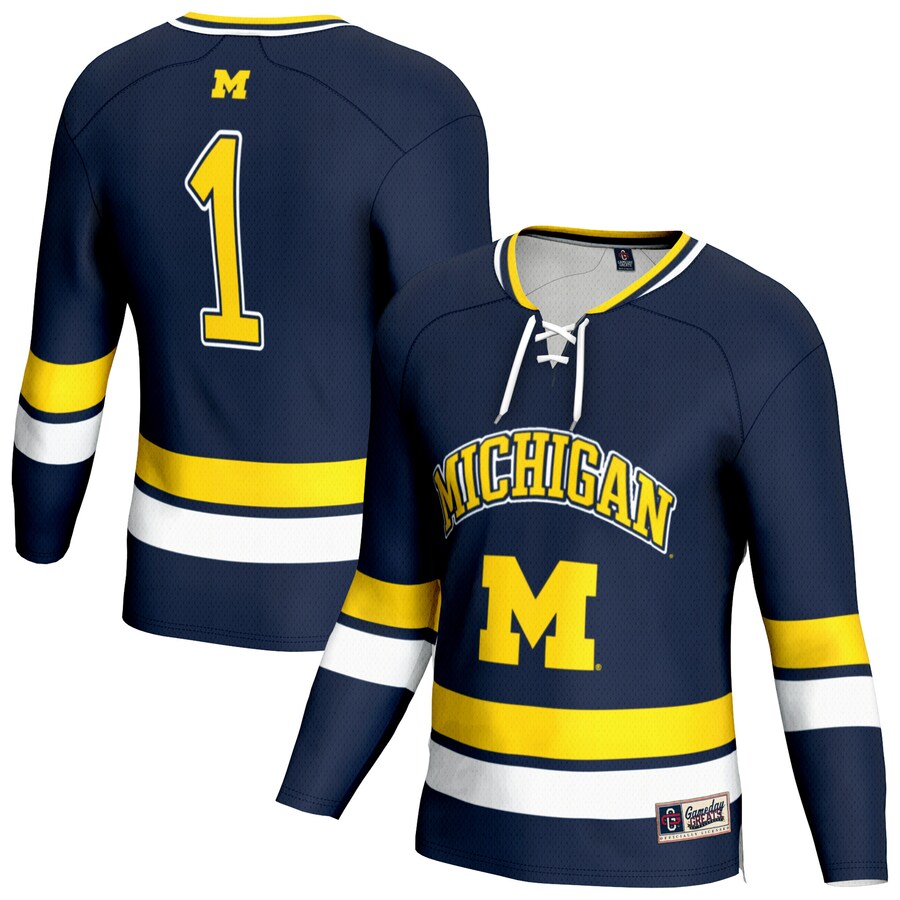 Unisex GameDay Greats  Navy Michigan Wolverines Lightweight Men's Hockey Team Fashion Jersey - Jersey