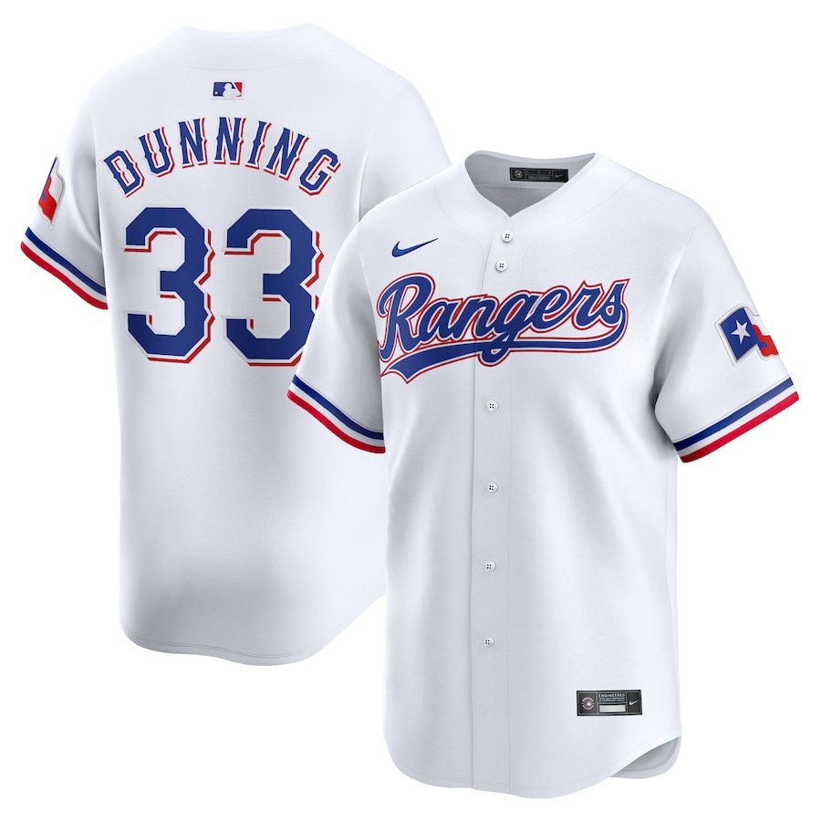 Men's Texas Rangers Dane Dunning Nike White Home Limited Player Jersey - Jersey