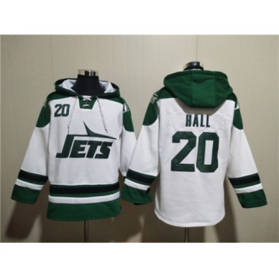 Men's New York Jets #20 Breece Hall White Ageless Must-Have Lace-Up Pullover Hoodie - Jersey