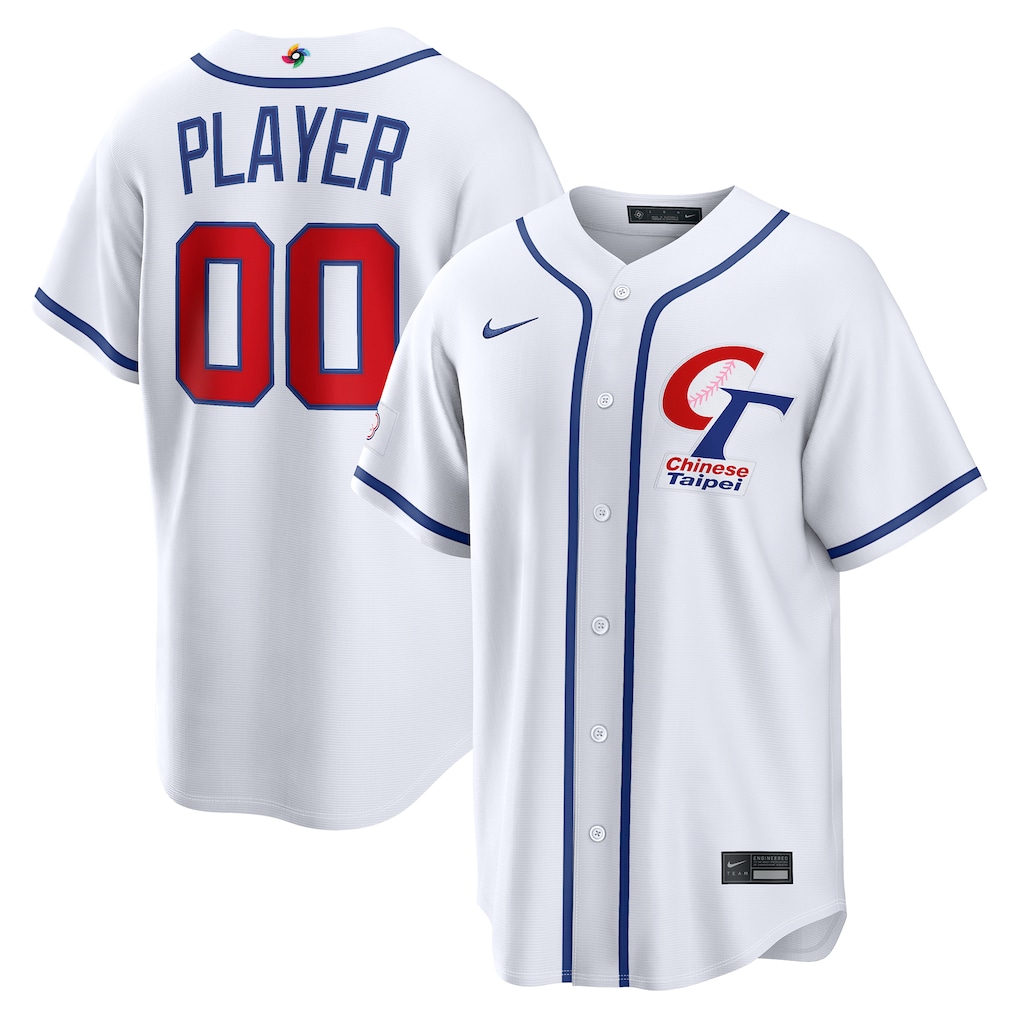 Men's Chinese Taipei Baseball Nike White 2026 World Baseball Classic Home Pick-A-Player Jersey - Jersey