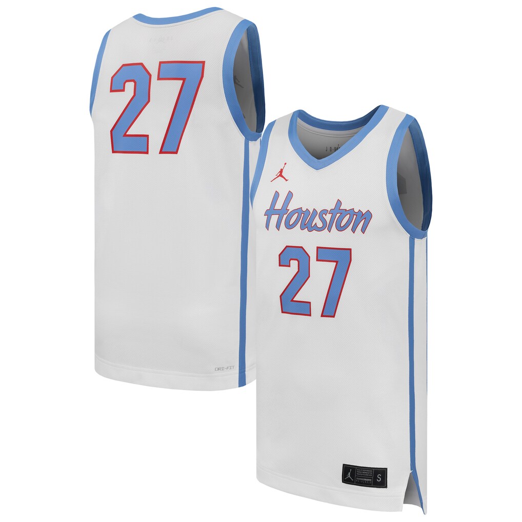 Men's Jordan Brand #27 White Houston Cougars Replica Basketball Jersey - Jersey