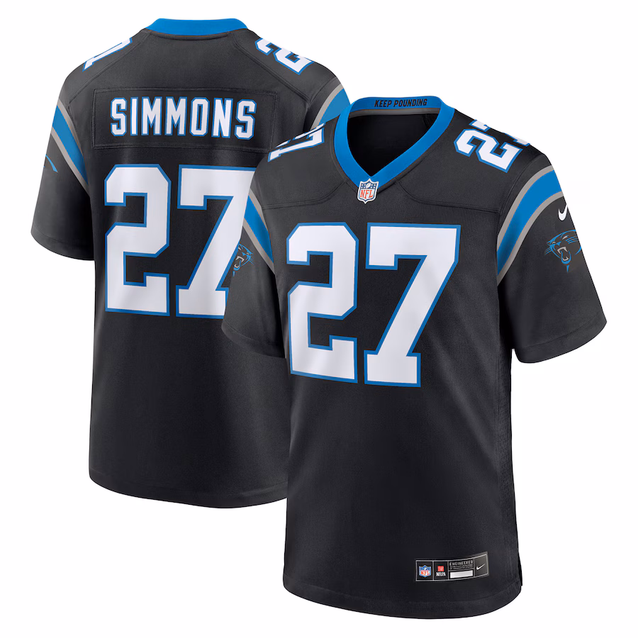 Men's Carolina Panthers Isaiah Simmons Nike Black Team Game Jersey - Jersey