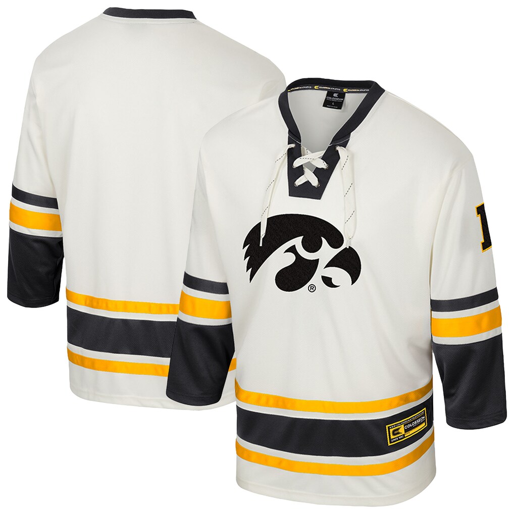 Men's Colosseum Cream Iowa Hawkeyes Puck Proud Fashion Hockey Jersey - Jersey