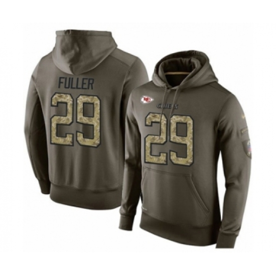 Football Men's Kansas City Chiefs #29 Kendall Fuller Green Salute To Service Pullover Hoodie - Jersey
