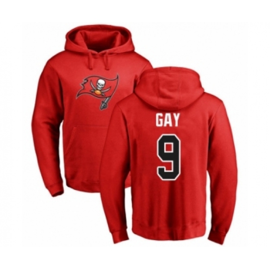 Football Tampa Bay Buccaneers #9 Matt Gay Red Name & Number Logo Pullover Hoodie - Jersey
