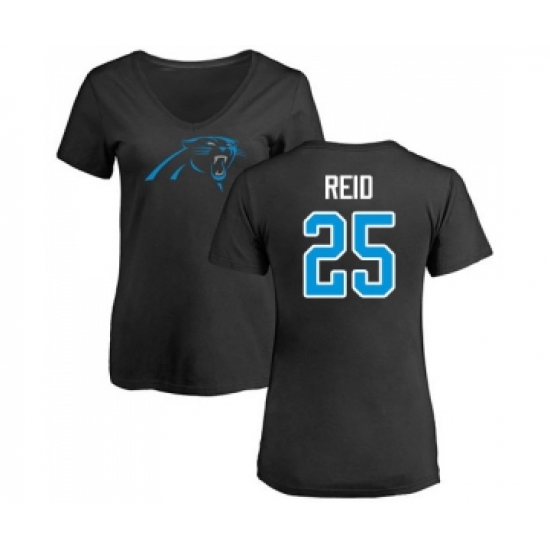 Football Women's Carolina Panthers #25 Eric Reid Black Name & Number Logo Slim Fit T-Shirt - Jersey