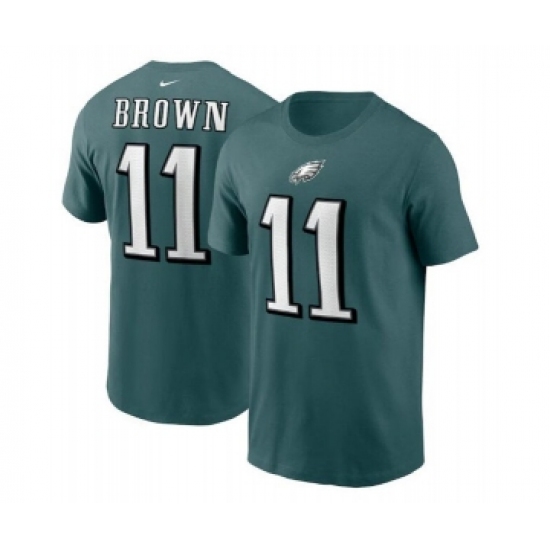 Men's Philadelphia Eagles #11 A. J. Brown 2022 Green Name & Number T-Shirt - Jersey