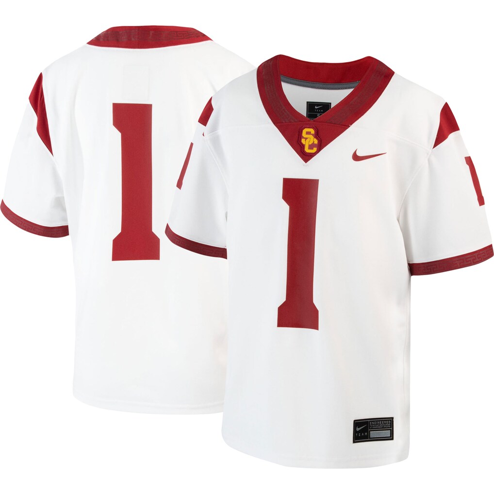 Youth Nike #1 White USC Trojans Away Untouchable Jersey - Jersey