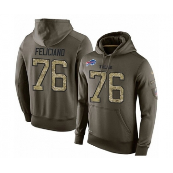 Football Men's Buffalo Bills #76 Jon Feliciano Green Salute To Service Pullover Hoodie - Jersey