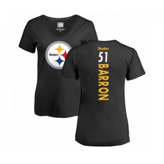 Women's Pittsburgh Steelers #51 Mark Barron Black Backer Slim Fit T-Shirt - Jersey