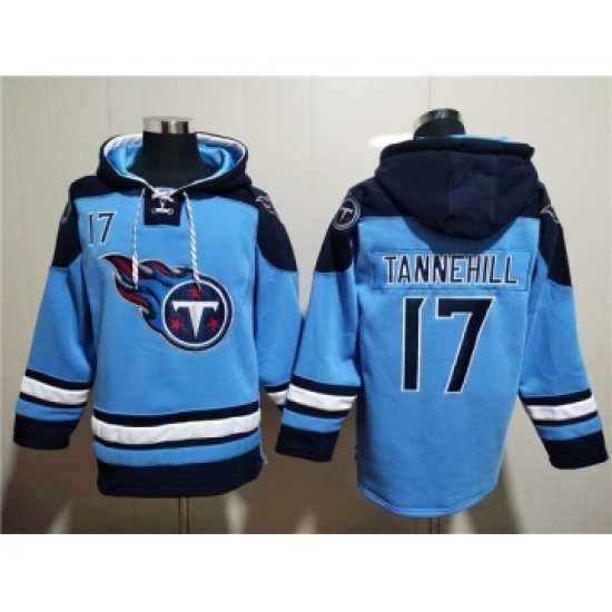 Men's Tennessee Titans #17 Ryan Tannehill Blue Lace-Up Pullover Hoodie - Jersey