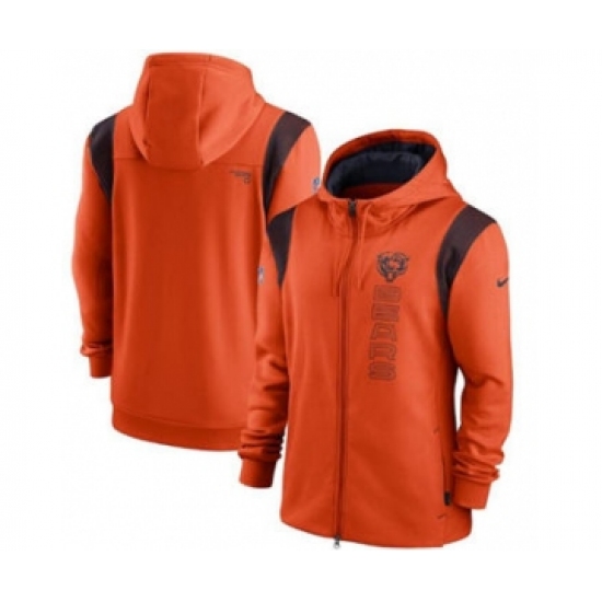Men's Chicago Bears 2021 Orange Sideline Team Performance Full-Zip Hoodie - Jersey