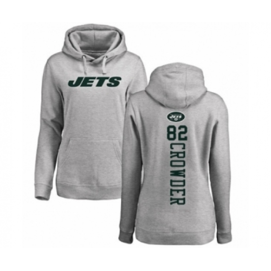 Football Women's New York Jets #82 Jamison Crowder Ash Backer Pullover Hoodie - Jersey