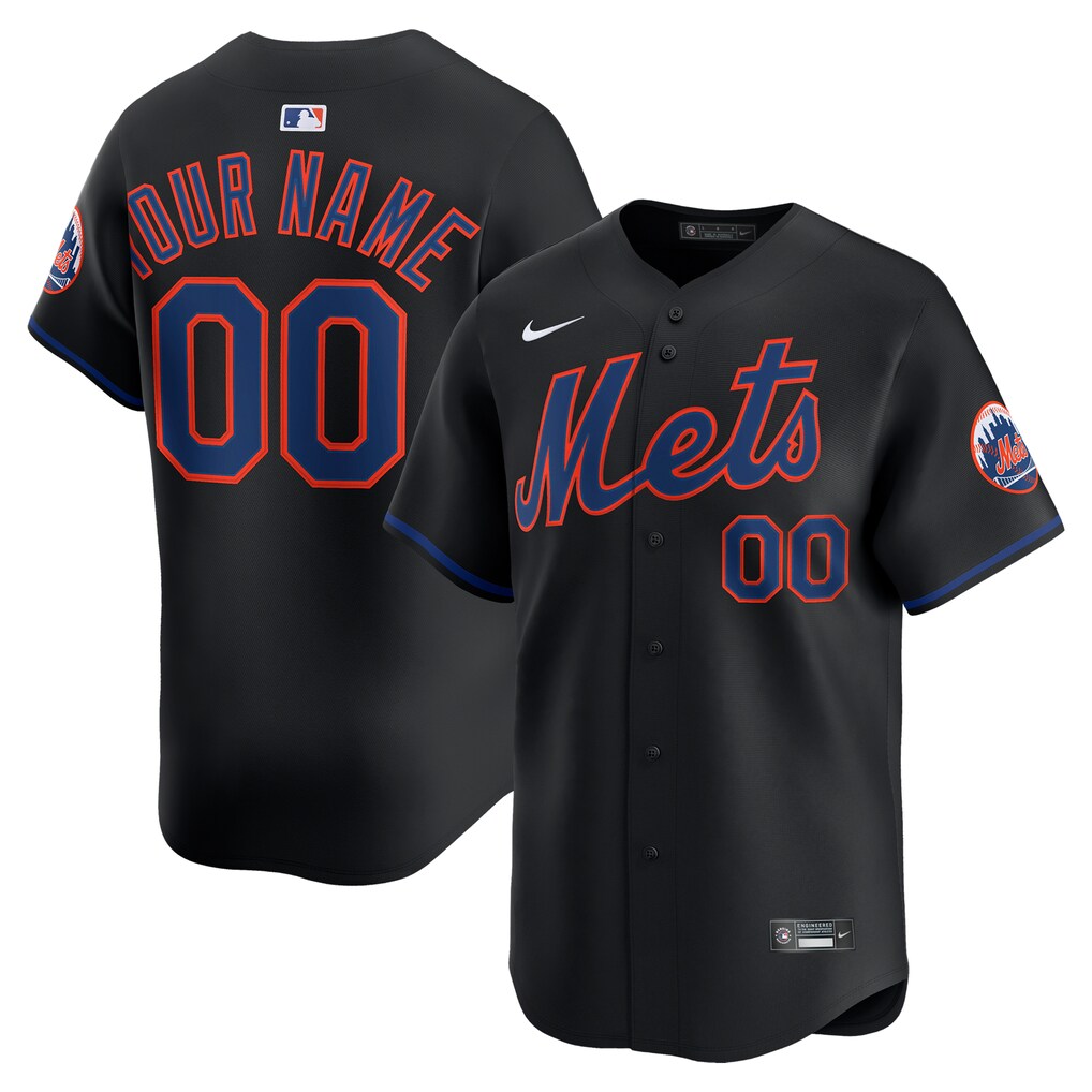 Men's New York Mets Nike Black Alternate Limited Custom Jersey - Jersey