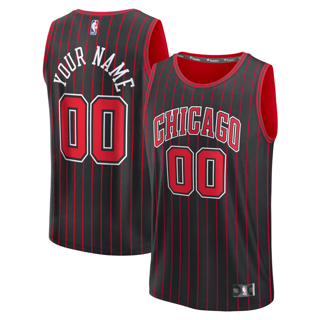 Youth Chicago Bulls Fanatics Black Fastbreak Custom Jersey - Statement Edition - Jersey
